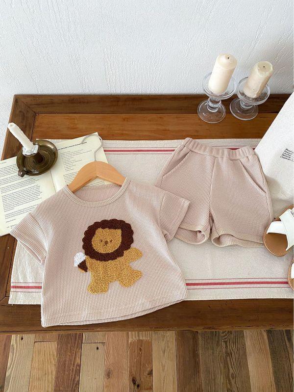 華夫格刺繡獅子套裝 