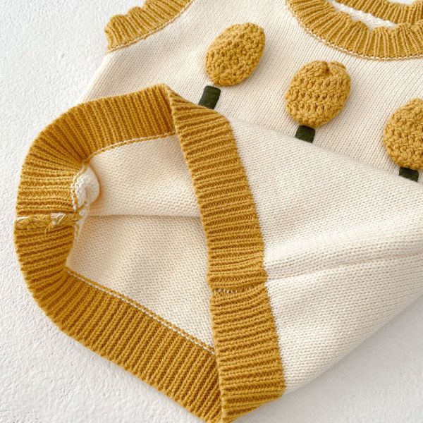 三朵立體小花針織背心 