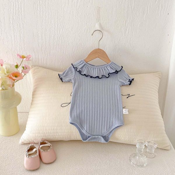 花邊木耳領坑條包屁 