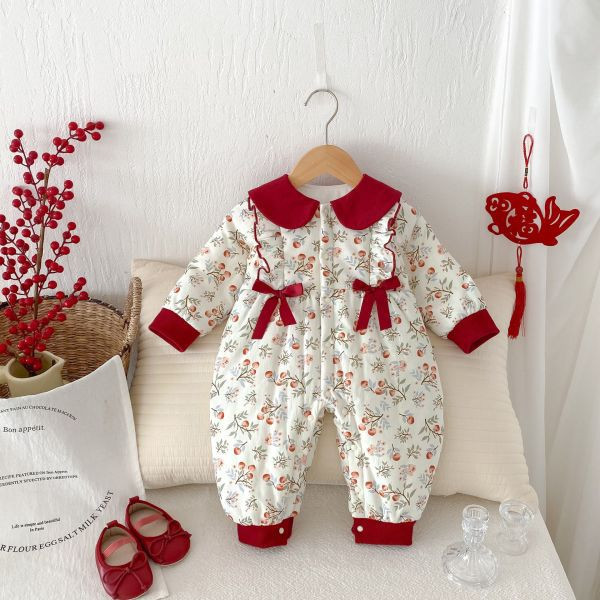 花朵雙蝴蝶結賀年服 