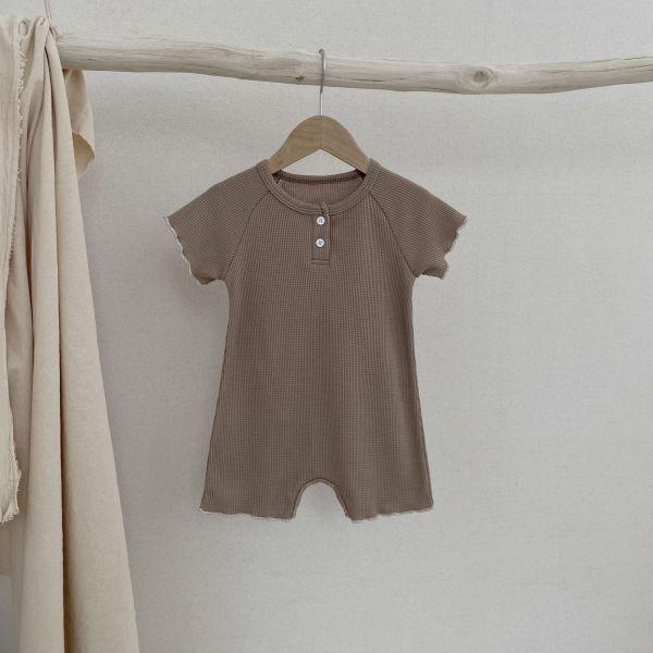 韓系冷色！華夫格素面連身衣 