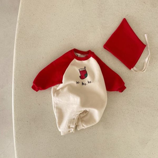 可愛聖誕襪撞色連身衣｜附帽 