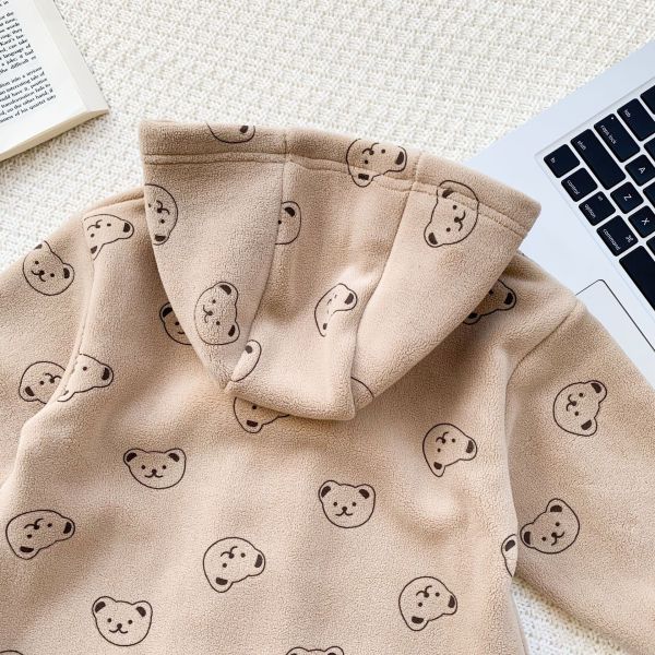 簡約線條小熊連帽外出服 