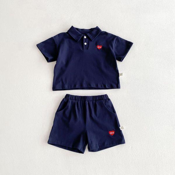 刺繡小愛心短袖套裝 