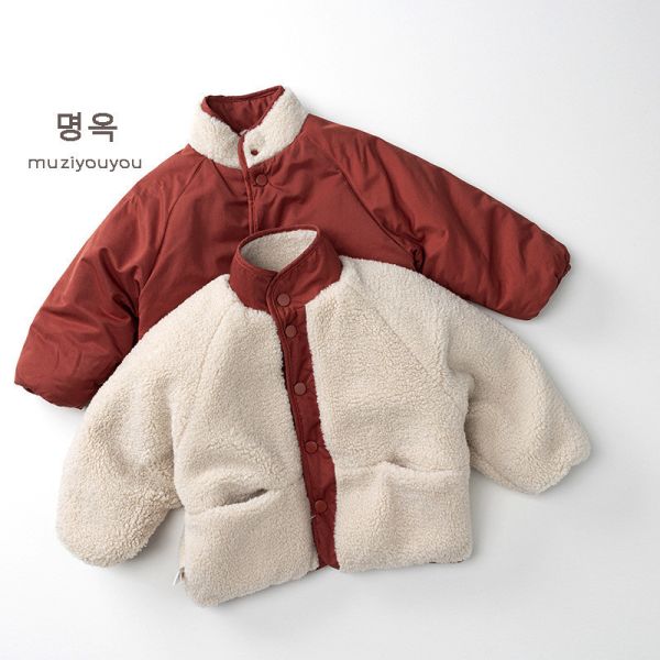 暖紅羊羔毛雙面保暖外套 