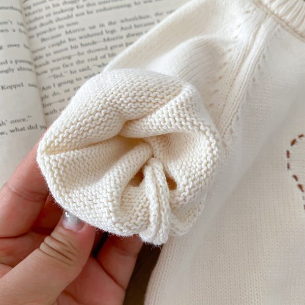 刺繡小熊米白針織衫 