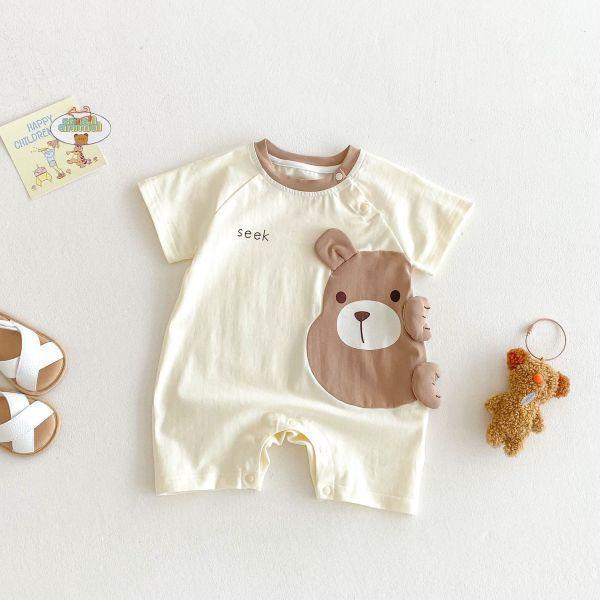 大頭熊熊撞色連身衣 