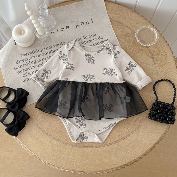 微霧碎花拼紗包屁裙 