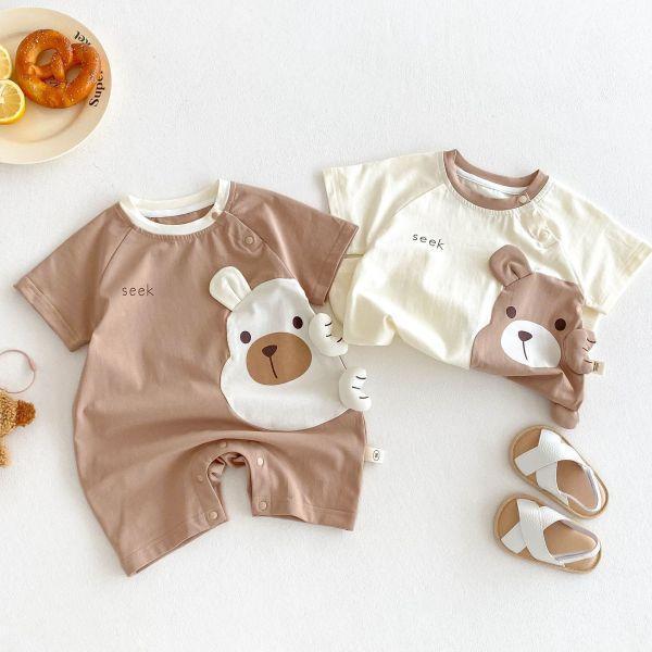 大頭熊熊撞色連身衣 