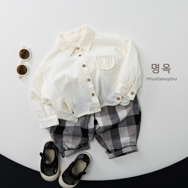 大地色下擺扣休閒襯衫 