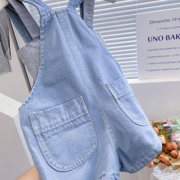 渡假很可以！五分牛仔吊帶組 