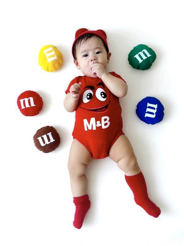 紅色糖果豆豆包屁｜附帽 