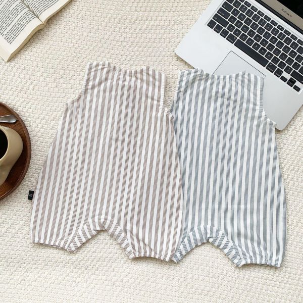 清新風直條紋無袖連身衣 