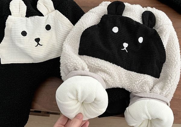 可愛小熊臉羊羔絨褲 