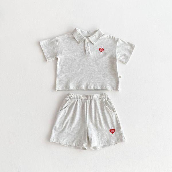 刺繡小愛心短袖套裝 