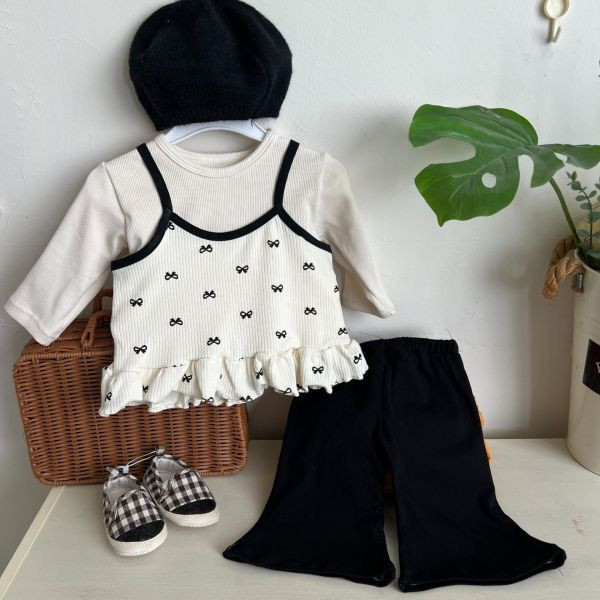 【現貨】小香風蝴蝶荷葉褲套裝 