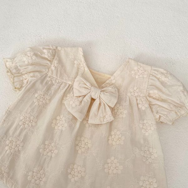米白刺繡燈籠短袖套 