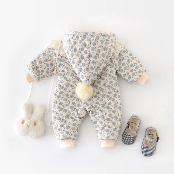 小精靈帽紫花保暖外出服 