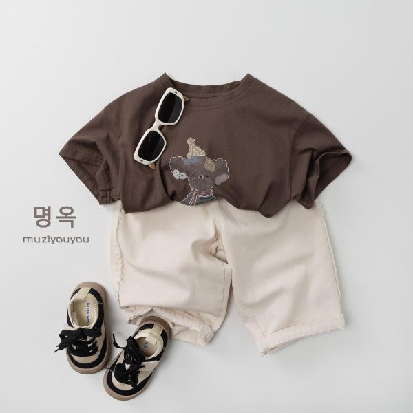 側邊毛邊大地色簡約長褲 