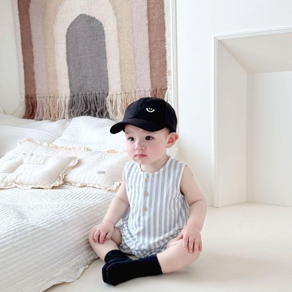 清新風直條紋無袖連身衣 