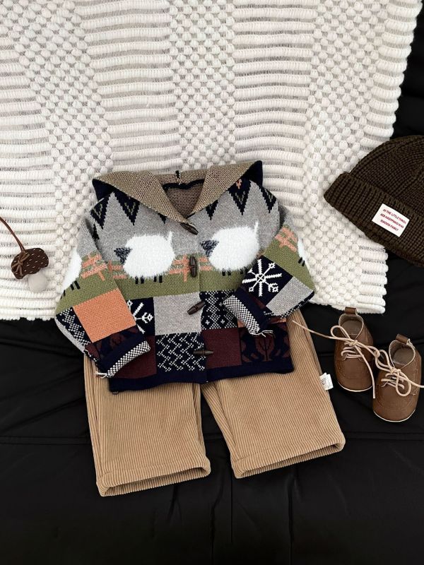 復古撞色精靈針織外套 