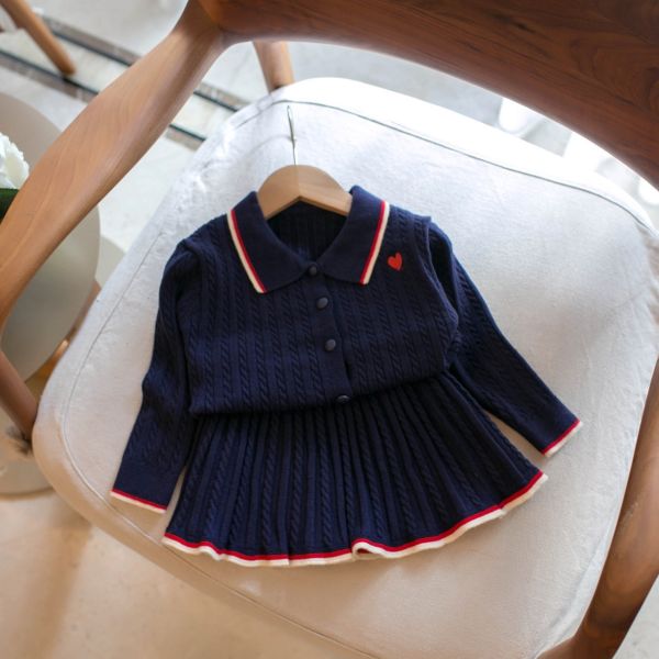 小愛心學院風針織套裝 