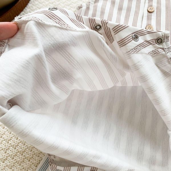 清新風直條紋無袖連身衣 