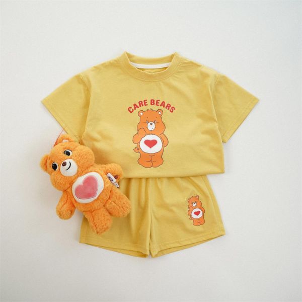 彩紅愛心熊半袖套裝 