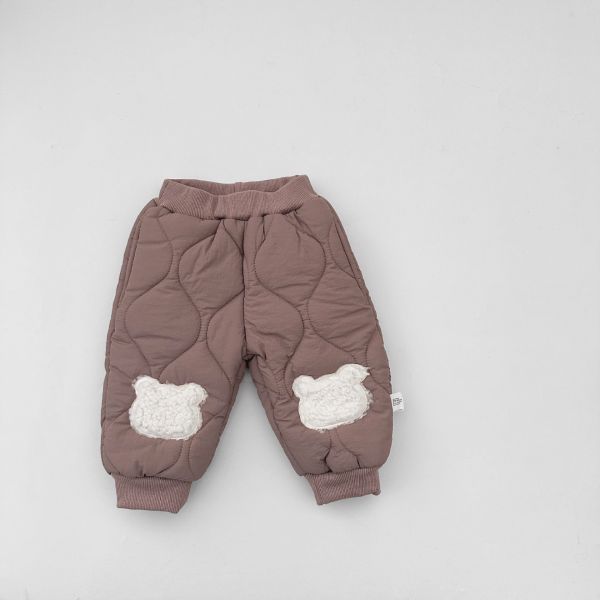 冬日小熊壓紋加厚保暖褲 