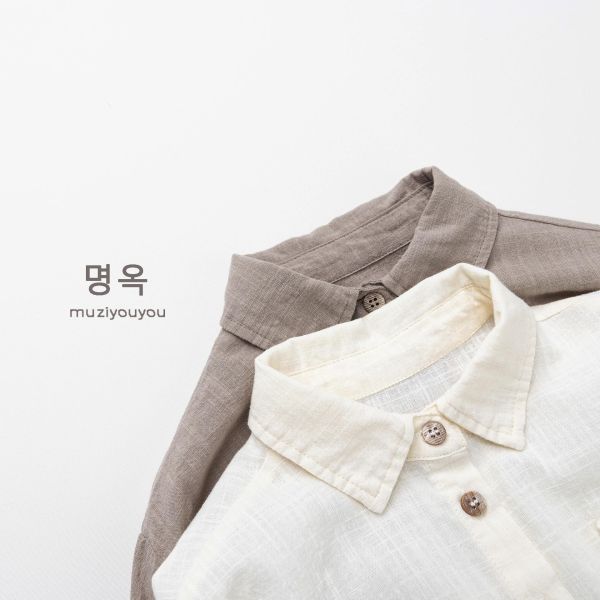 大地色下擺扣休閒襯衫 