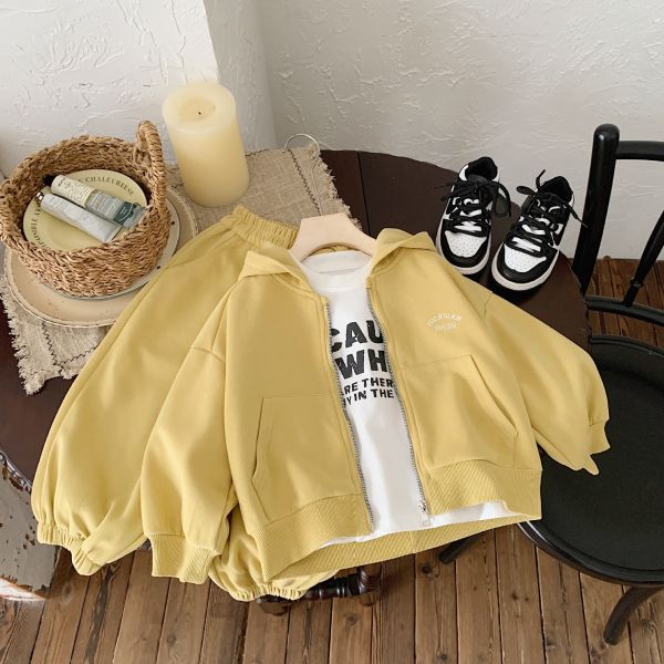 奶油日常連帽外套套裝 