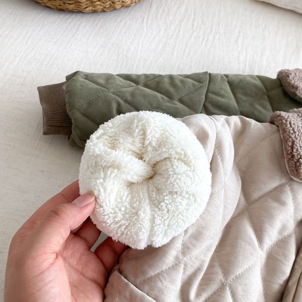 暖心小熊領菱格鋪棉外套 