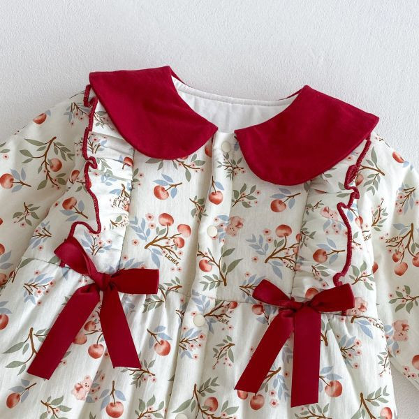 花朵雙蝴蝶結賀年服 