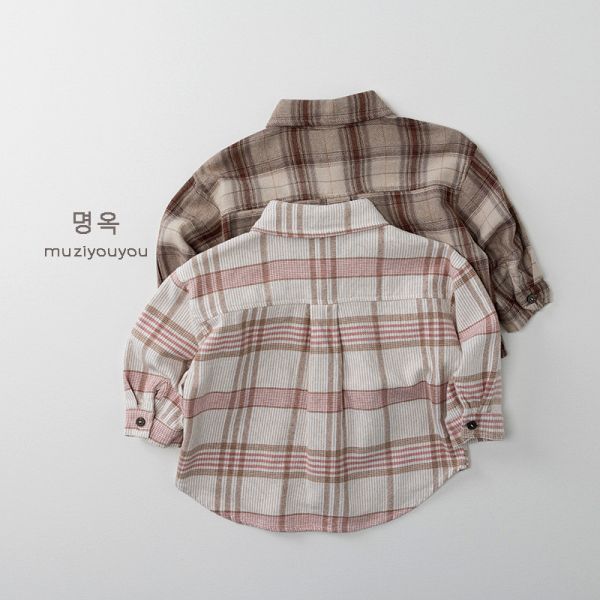 復古格紋文青長衫 