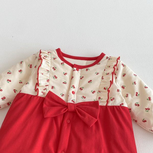 滿印莓果蝴蝶結連身衣 