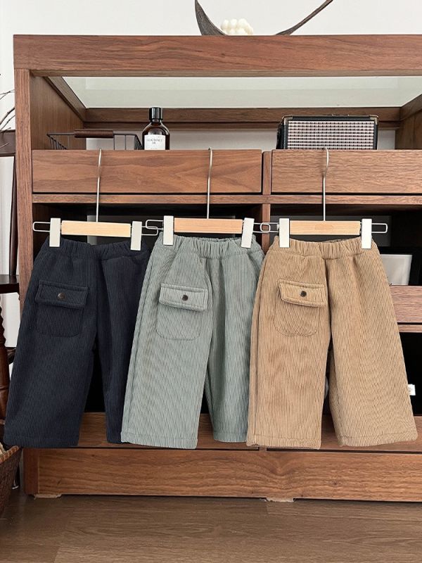 冬日燈芯絨厚實工裝九分褲 