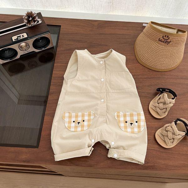 可愛格子熊無袖外出服 