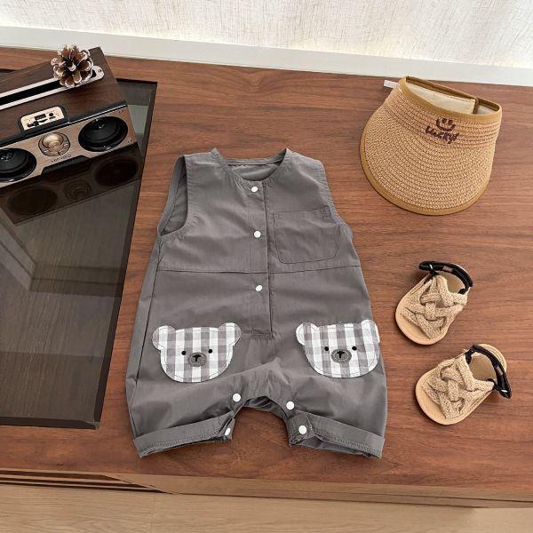 可愛格子熊無袖外出服 