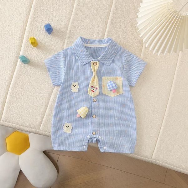 彩色點點領帶小熊連身衣 