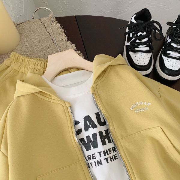 奶油日常連帽外套套裝 