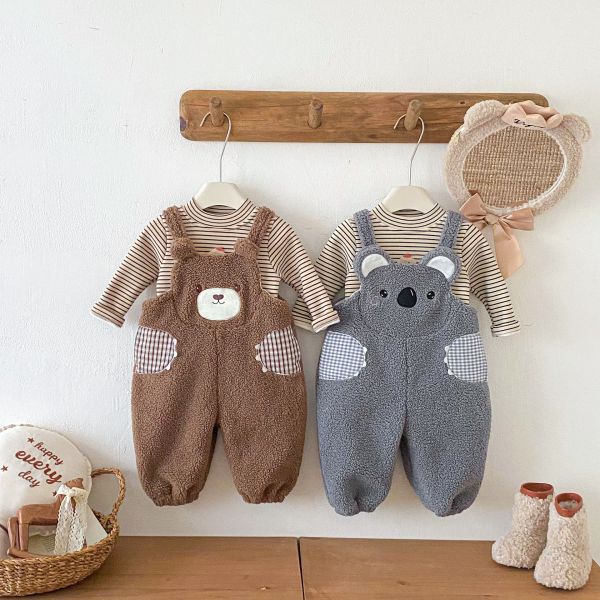 森林好朋友羊羔絨吊帶褲 