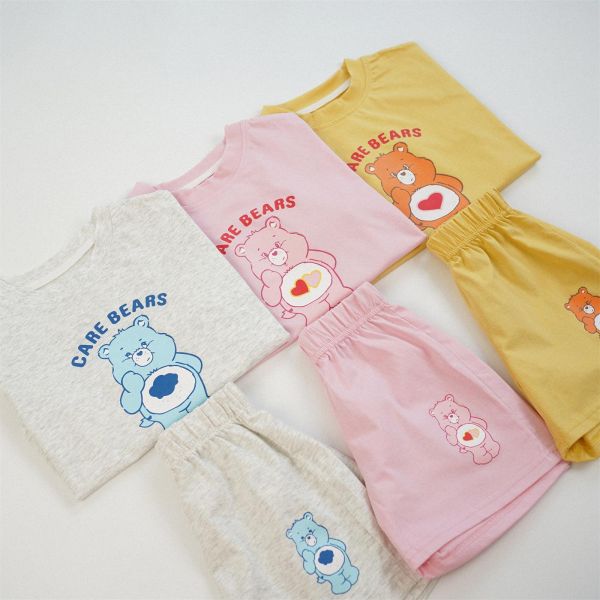 彩紅愛心熊半袖套裝 