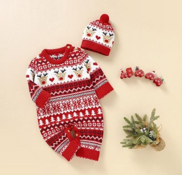 滿印聖誕風可愛連身衣｜附帽 