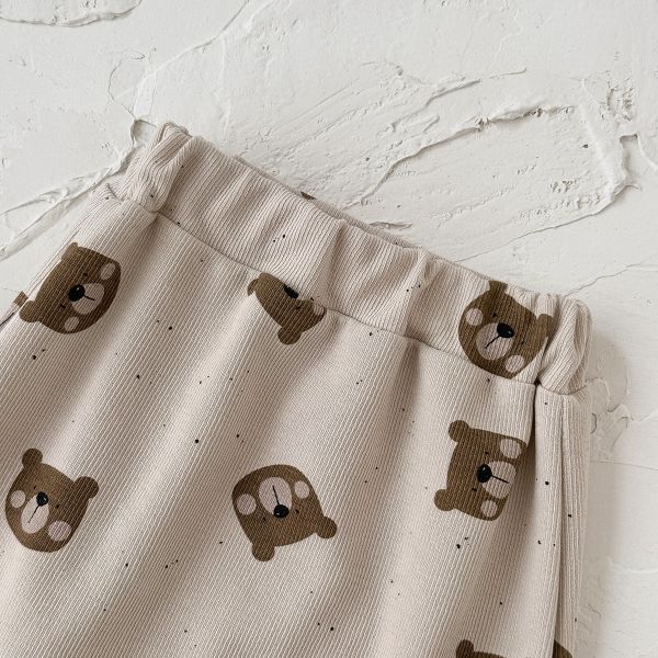 胸前口袋呆熊縮口褲套裝 