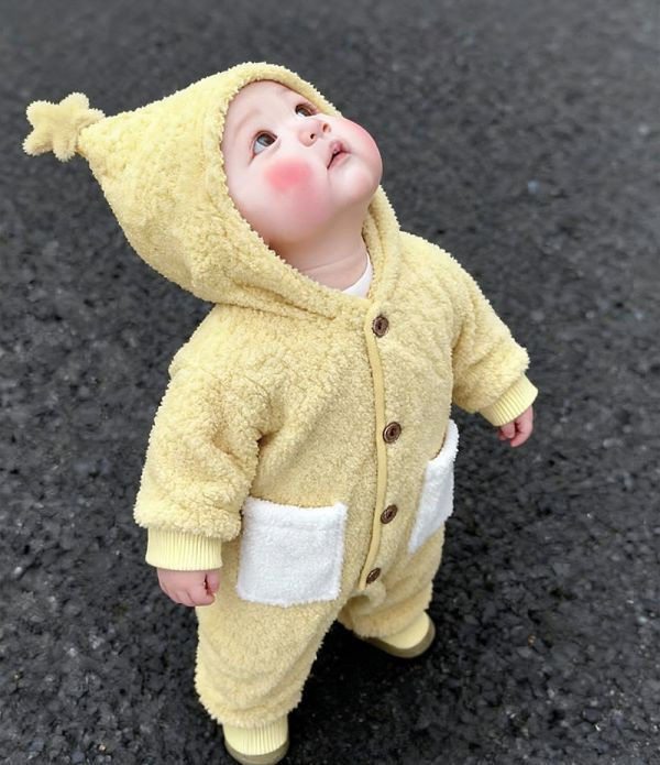 【現貨】小月亮星帽絨絨連身衣 