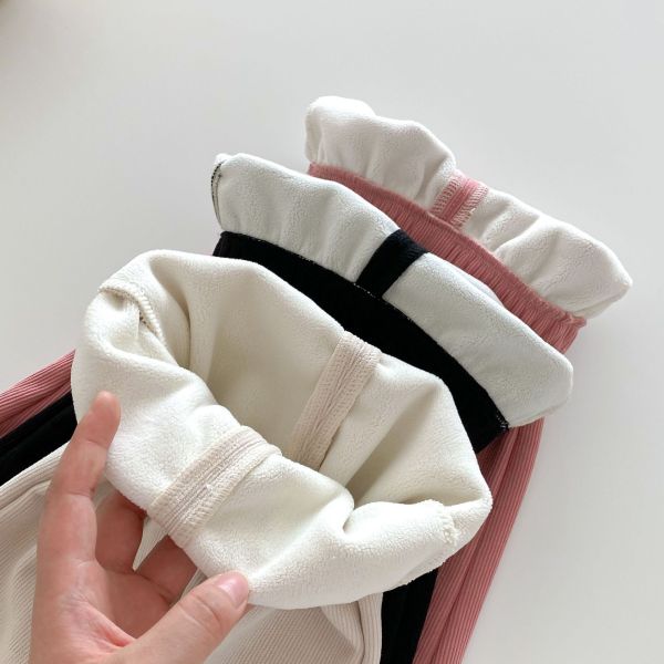 素色加厚保暖喇叭褲 