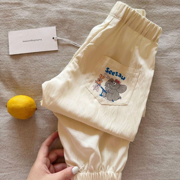 彩色車子口袋長褲 