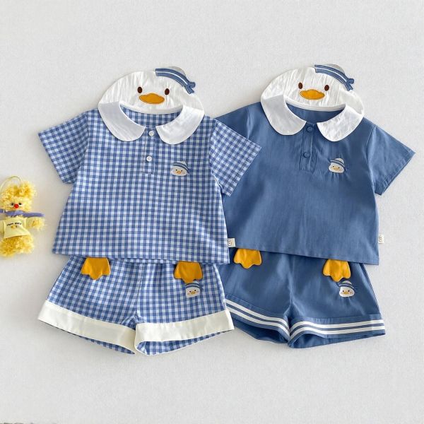 可愛鴨手水手領短袖套裝 