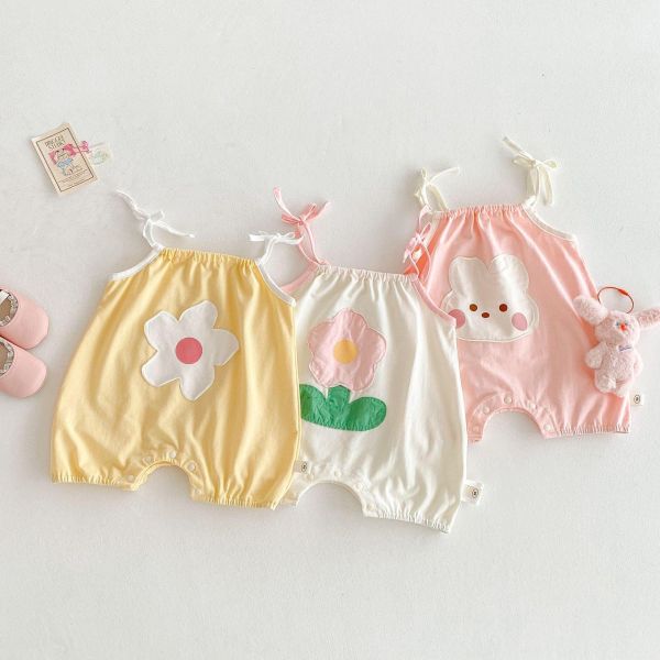 清爽花朵綁帶薄款連身衣 