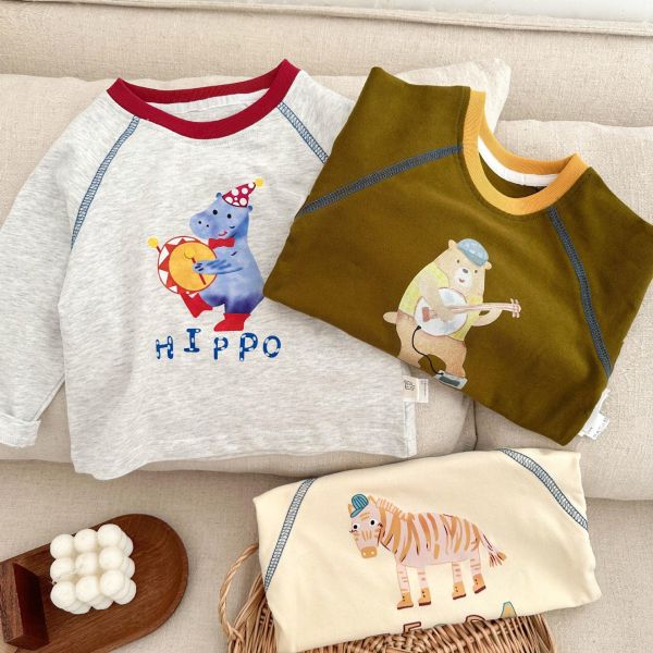 可愛動物明線領休閒tee 